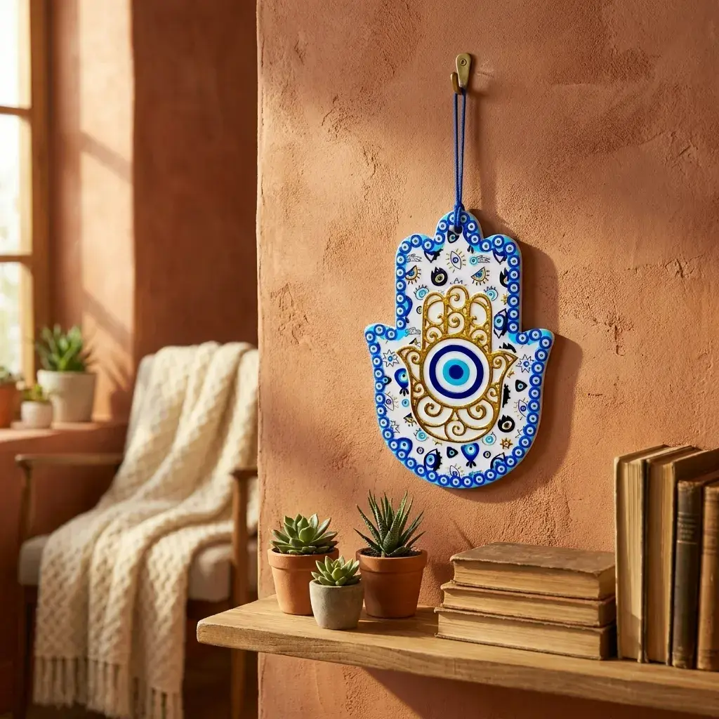 Colgante - Mano Fátima Cerámica con Relieve (18x13cm)_WEBP.webp