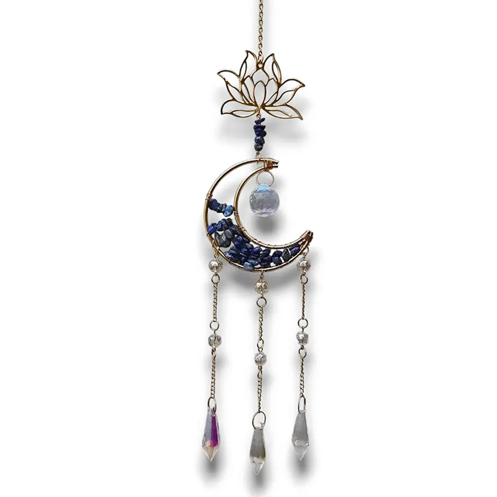 Colgante de Cristales - Luna con Loto (Lapizlazuli).webp