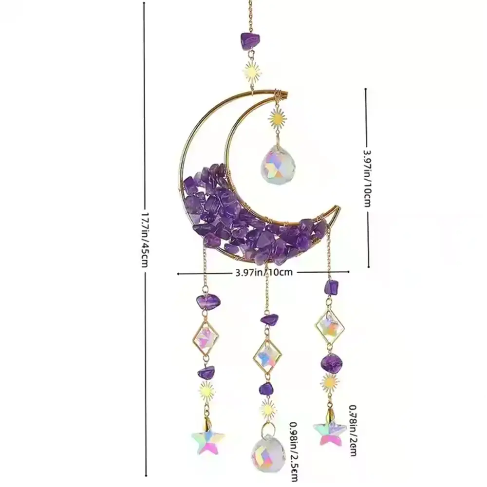 Colgante Cristal Luna Cuarzo Rosa