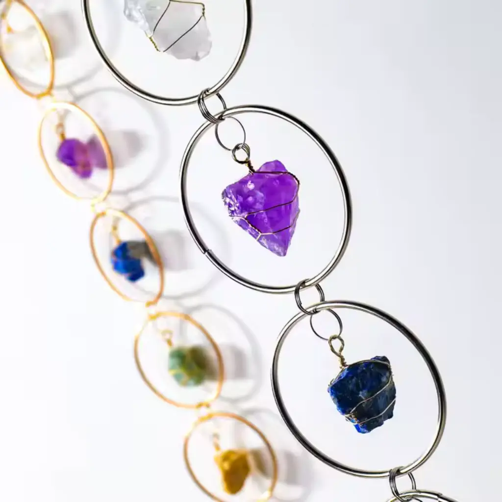 Colgante de Cristales - Los 7 Anillos de chakras (45cm)