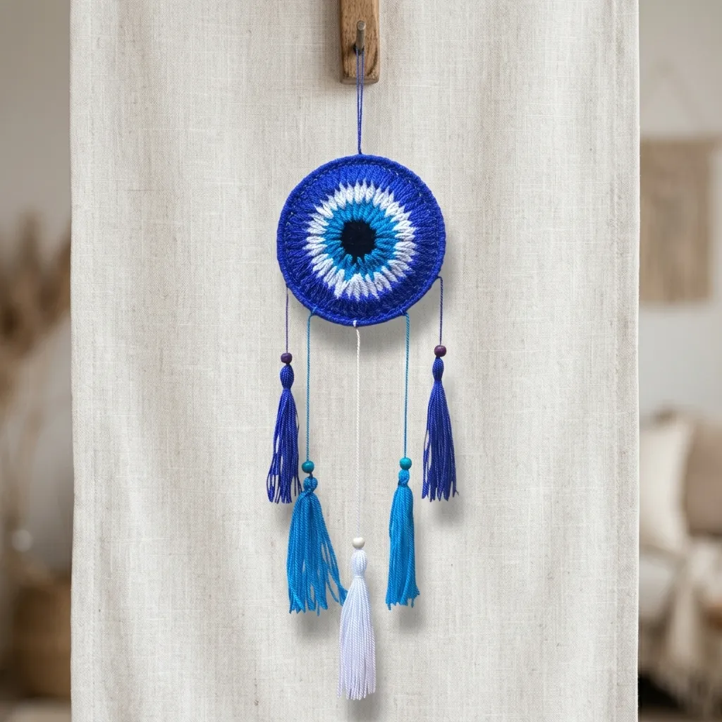 Atrapasueños Crochet - Ojo turco (Aro 12cm)