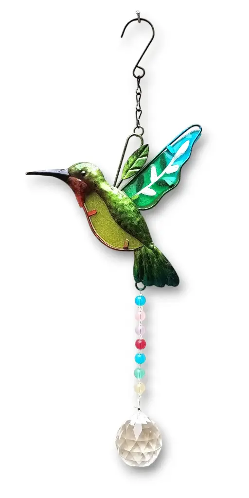 Colgante Metal Colibri con Atrapasol - 38cm Alto