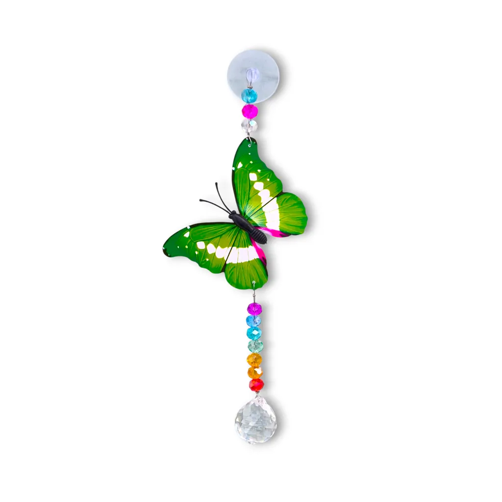 Atrapasol chico con mariposa de papel (para adherir a un vidrio) - 18cm
