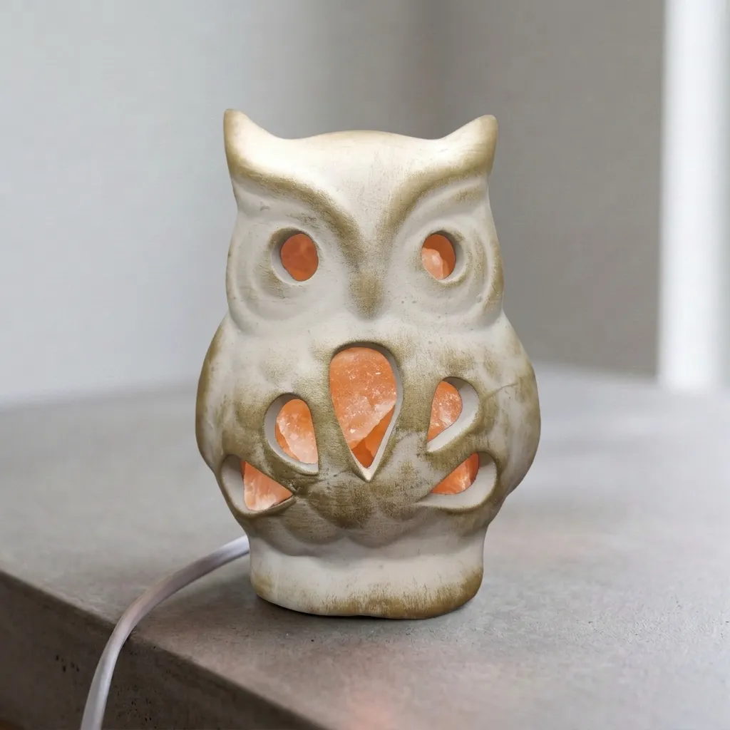 Lámpara de Sal Buho de pétalos 10x15cm