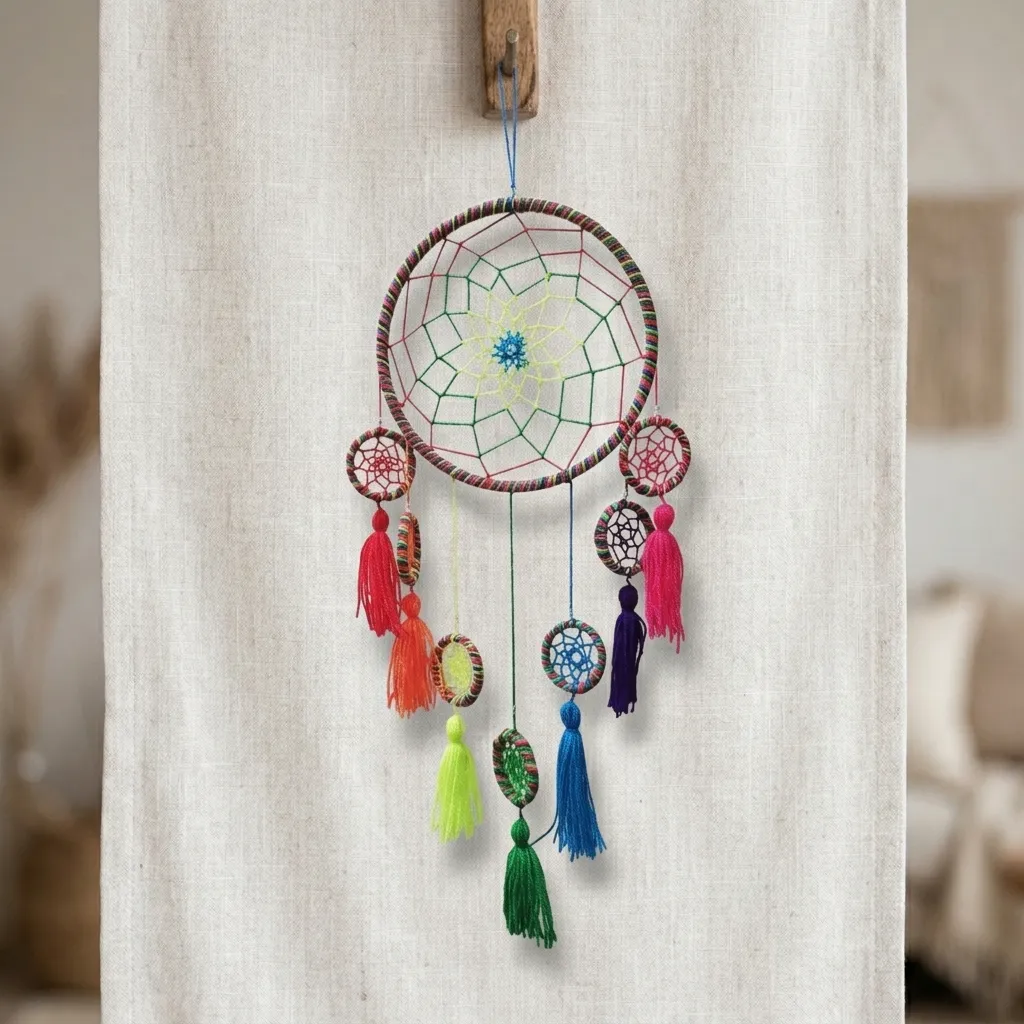 Atrapasueños -  Mandala 7 colores (Aro 16cm)