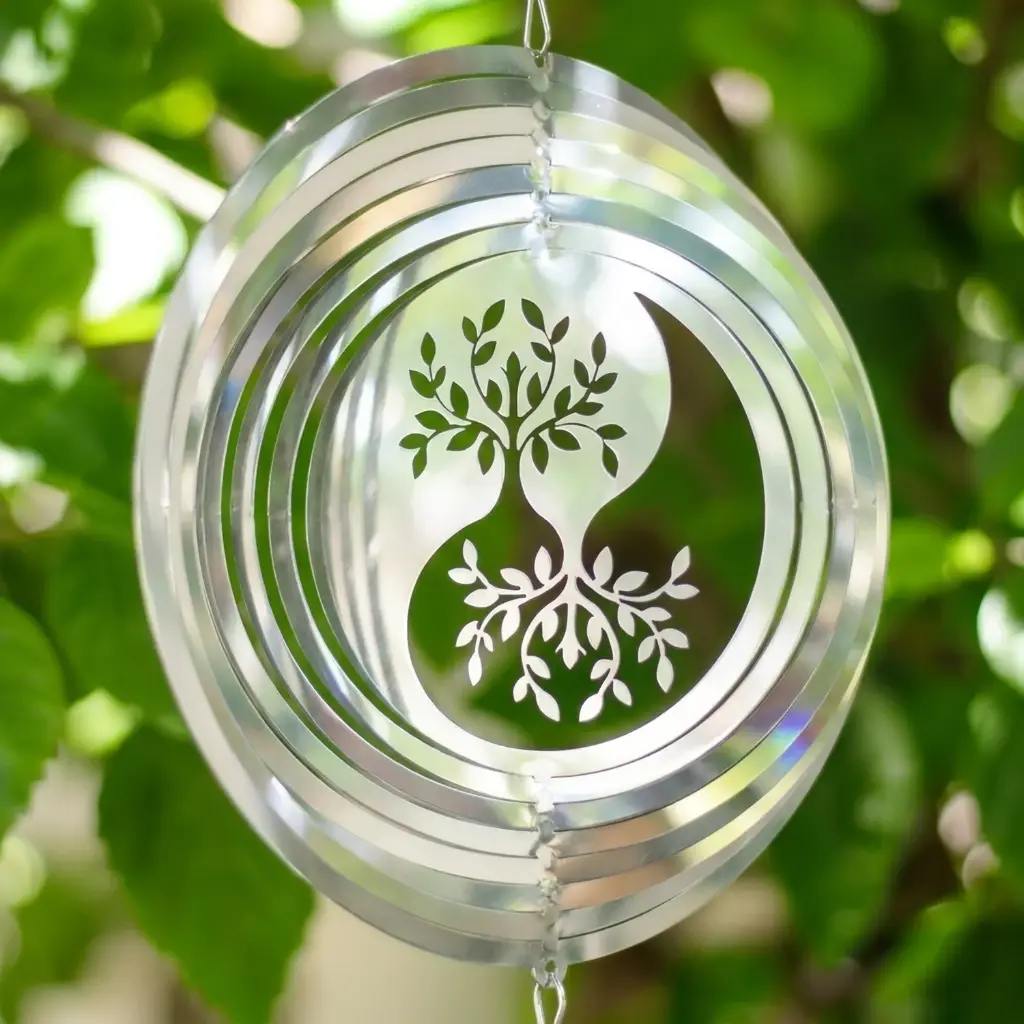 WindSpinner 20cm - Ying Yang de arboles (Acero Inox.)