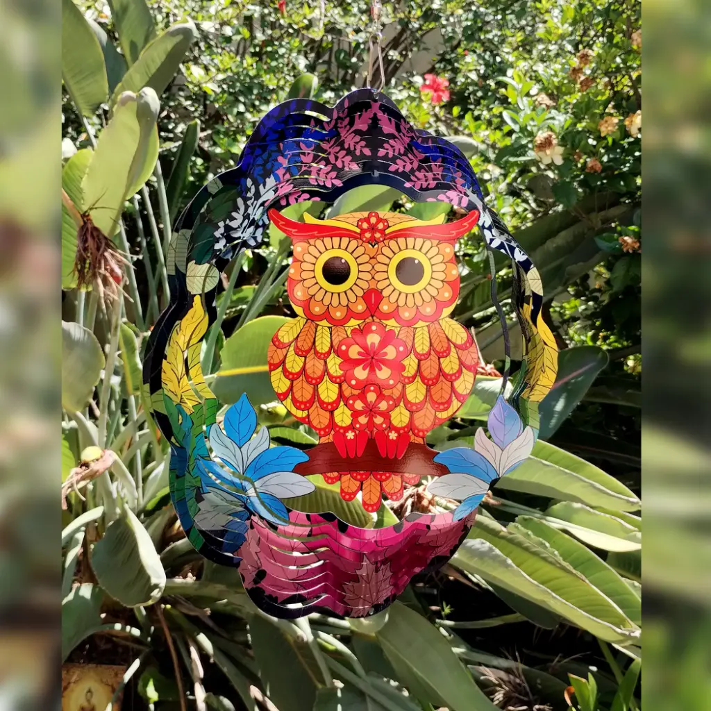 Windspinner Pintado 30cm - Buho colorido (Brillante)