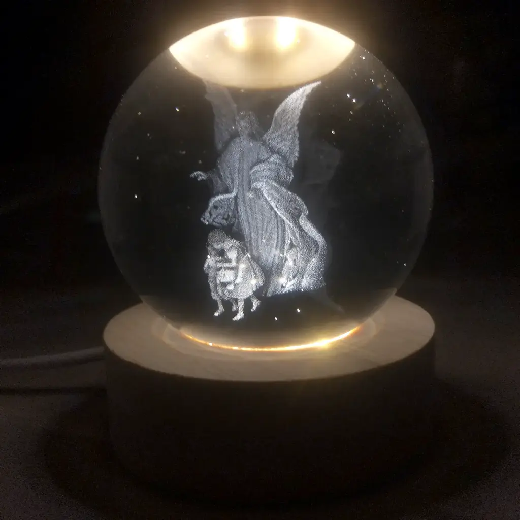 Lampara Esfera de Vidrio - Ángel de la Guarda (6cm)