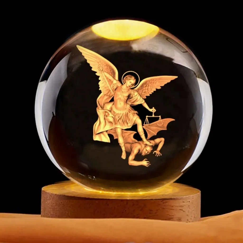 Lampara Esfera de Vidrio - Arcángel Miguel (6cm)