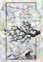 Sticker Suncatcher (Atrapasol) - 015. Paisaje Japones