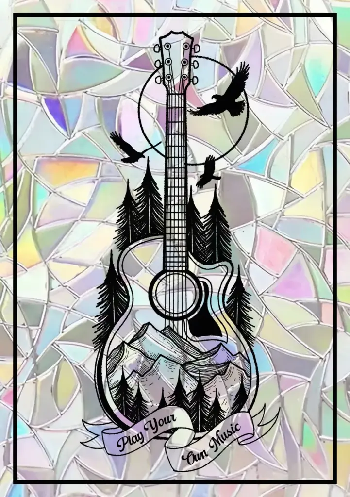 Sticker Suncatcher (Atrapasol) - 019. Guitarra Naturaleza