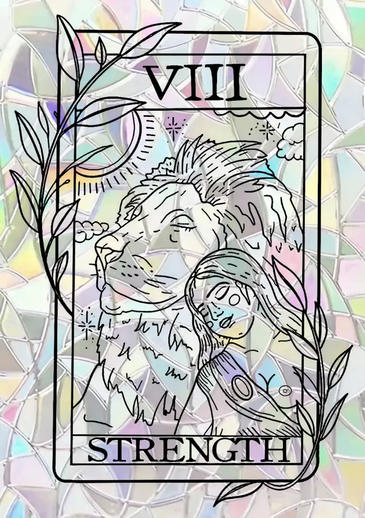 Sticker Suncatcher (Atrapasol) - 027. Carta Tarot "La Fuerza"