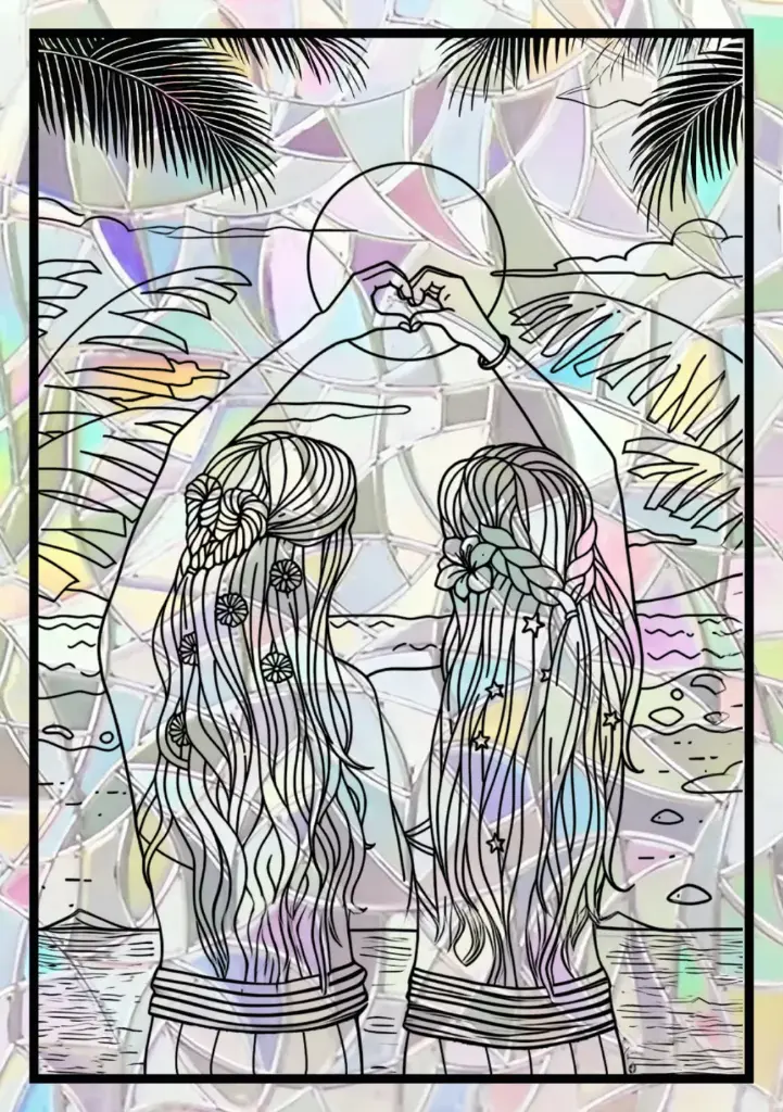 Sticker Suncatcher (Atrapasol) - 044. Amigas