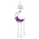 Colgante de Cristales - Luna con Loto (Amatista)