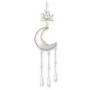 Colgante de Cristales - Luna con Loto (Cuarzo Blanco)