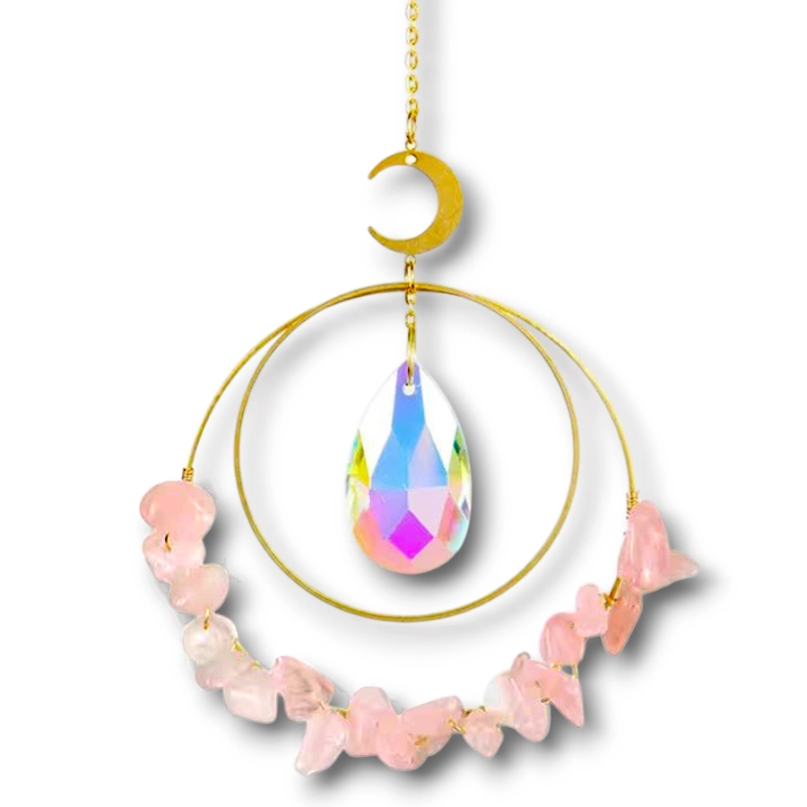 Colgante de Cristales - 2 Circulos con Cristales C. Rosa