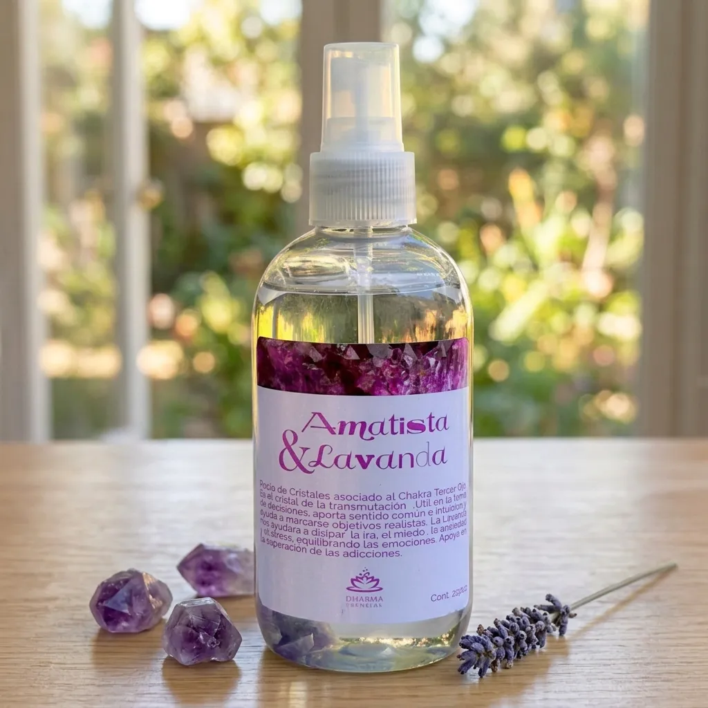 Spray Áurico grande con Cristales - Amatista & Lavanda (250ml)