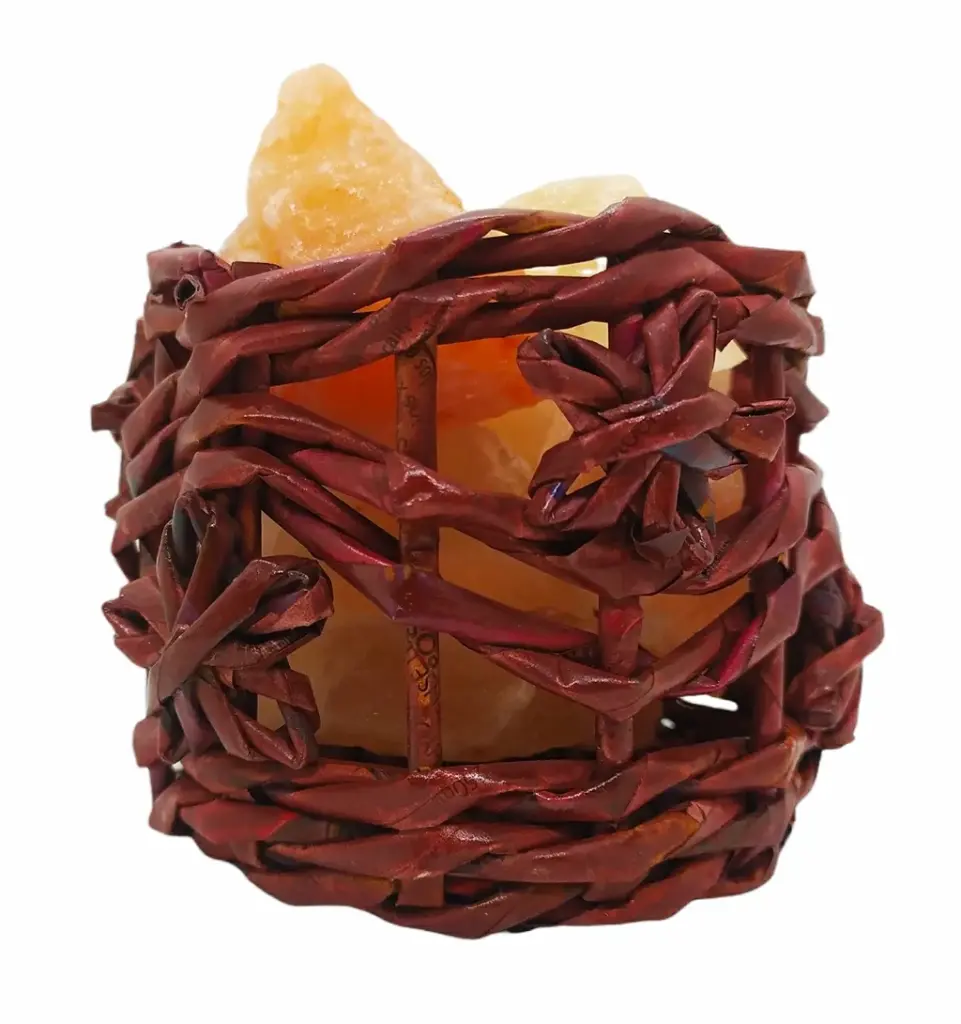 Lámpara de sal N°7 Trenzada de flores 8x9cm