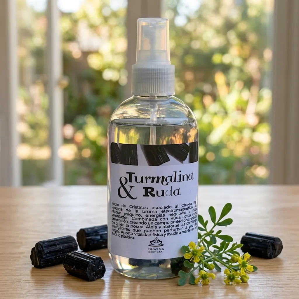 Spray Áurico grande con Cristales - Turmalina & Ruda (250ml)