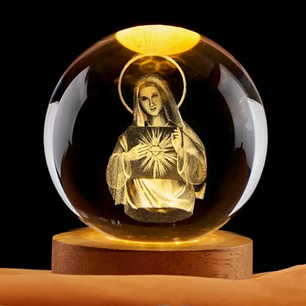 Lampara Esfera de Vidrio - Virgen Misericordiosa (6cm)