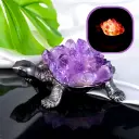 Lampara Tortuga de metal con Puntas de Amatista (12x5cm)