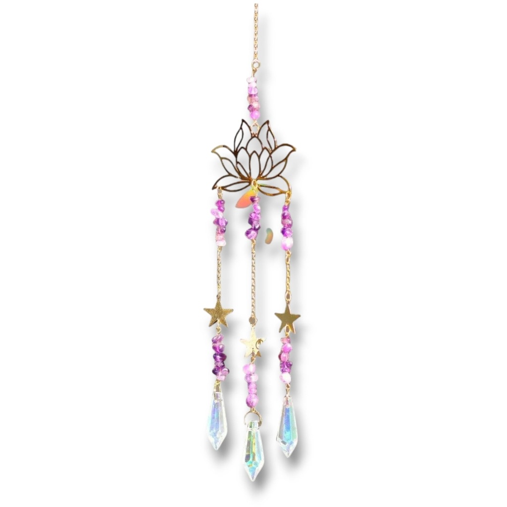 Colgante de Cristales - Loto de amatistas (45x4cm)