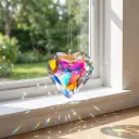 Atrapasol Corazon de vidrio Tornasolado grande (4,5cm) 