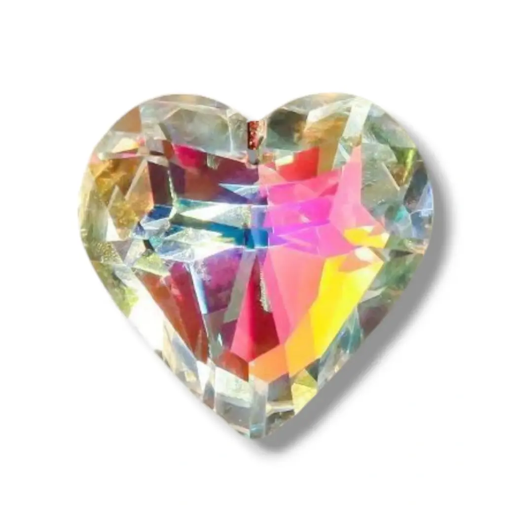 PROMO X20 - Atrapasol Corazon de vidrio Tornasolado grande (4,5cm)