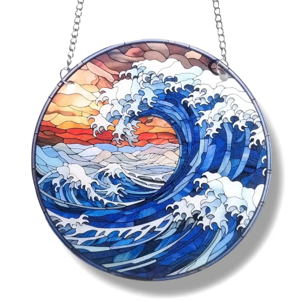 Colgante Plano de Acrílico 15cm - Olas de Mar