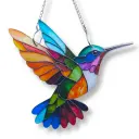 Colgante Plano de Acrílico - Colibri Vitraux (20x20cm)