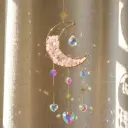 Colgante de Cristales - Luna Semillena Cuarzo Rosa (50x10cm)