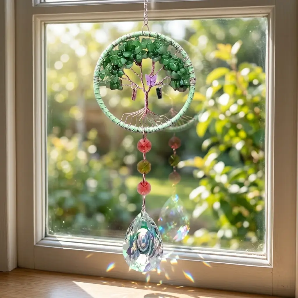 Colgante de Cristales - Arbol de Cuarzo verde 10cm