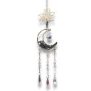 Colgante de Cristales - Luna con Loto (Labradorita gris) (47x9cm)