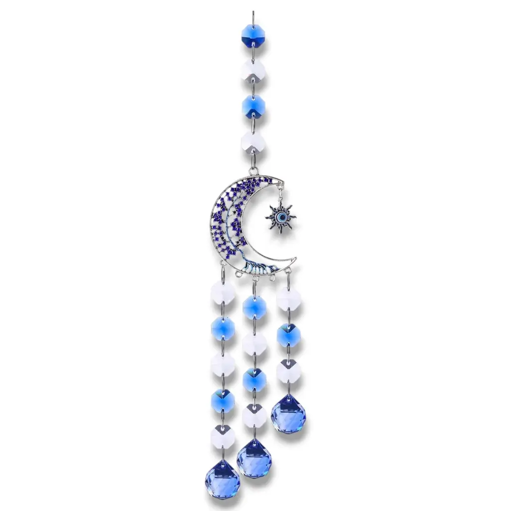 Colgante Atrapasol - Luna con Arbol Azul (Proteccion) (27x5cm)