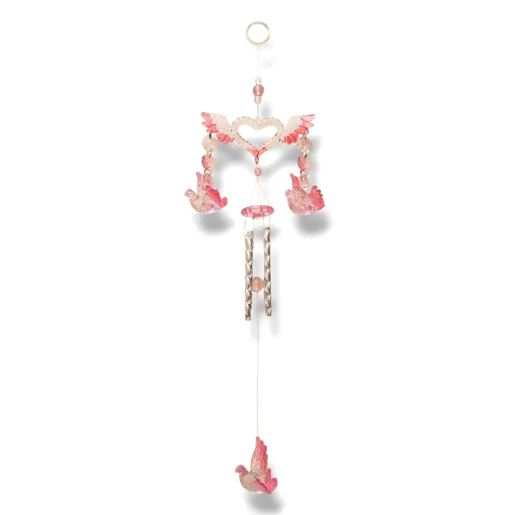 Llamador de Angeles - Corazón alado palomas (40x11cm)