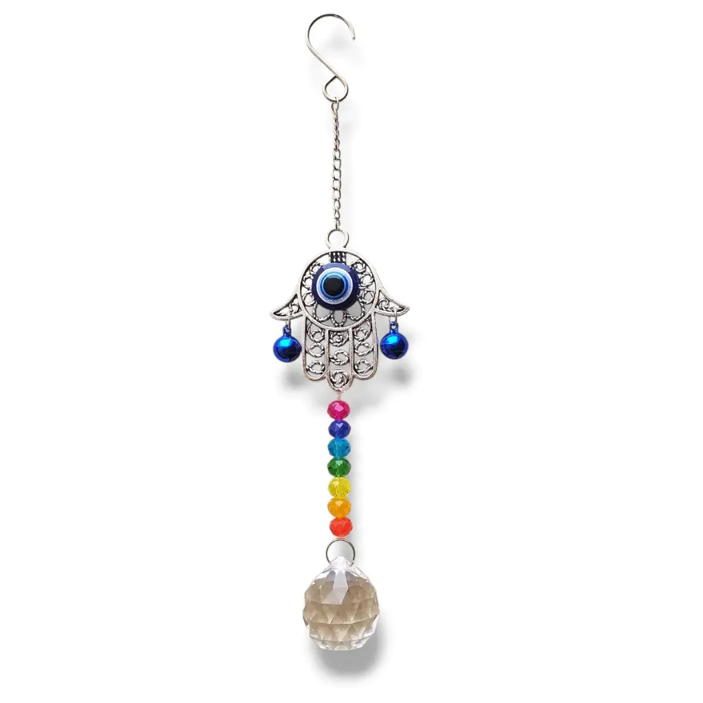 Atrapasol - Mano fátima chica con Ojo turco (26x6cm)