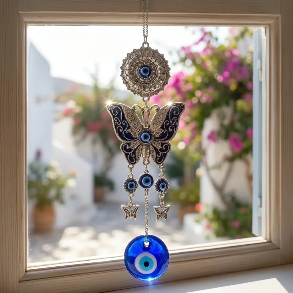Colgante - Mariposa Grande con Ojo turco (22x7cm)