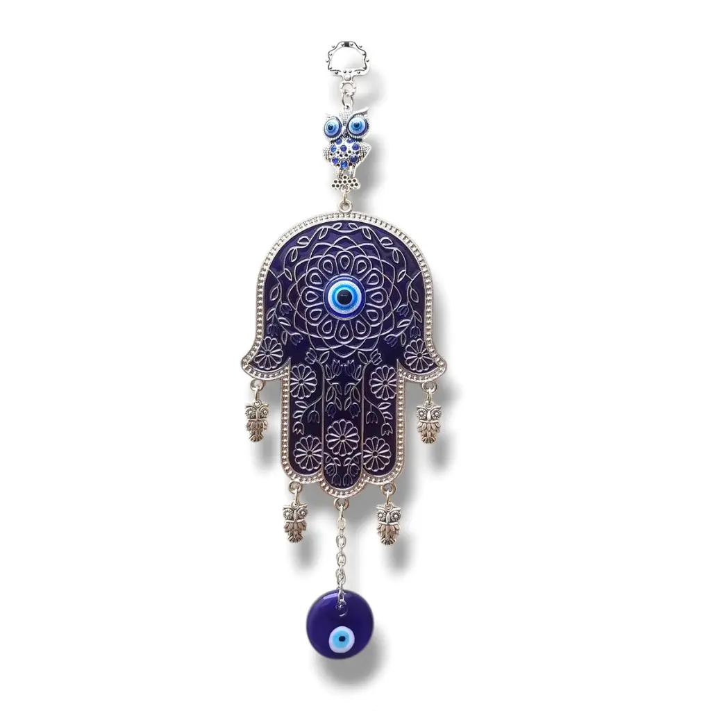 Colgante - Mano Fátima con Ojo Turco Grande (26x10cm)