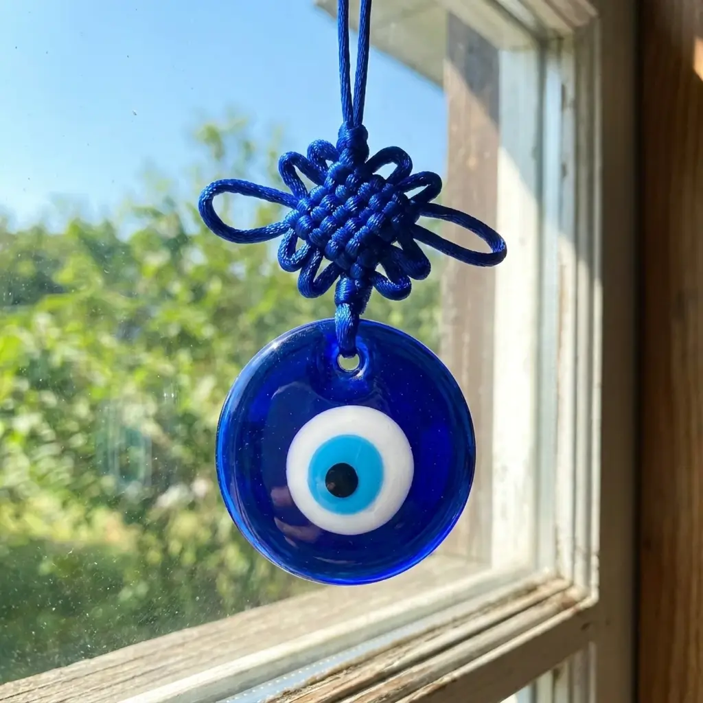 Colgante - Ojo turco con Nudo Infinito (13x5cm)