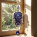 PROMOX12 - Colgante - Mano de Fátima con Ojo Turco Grande (26x10cm)