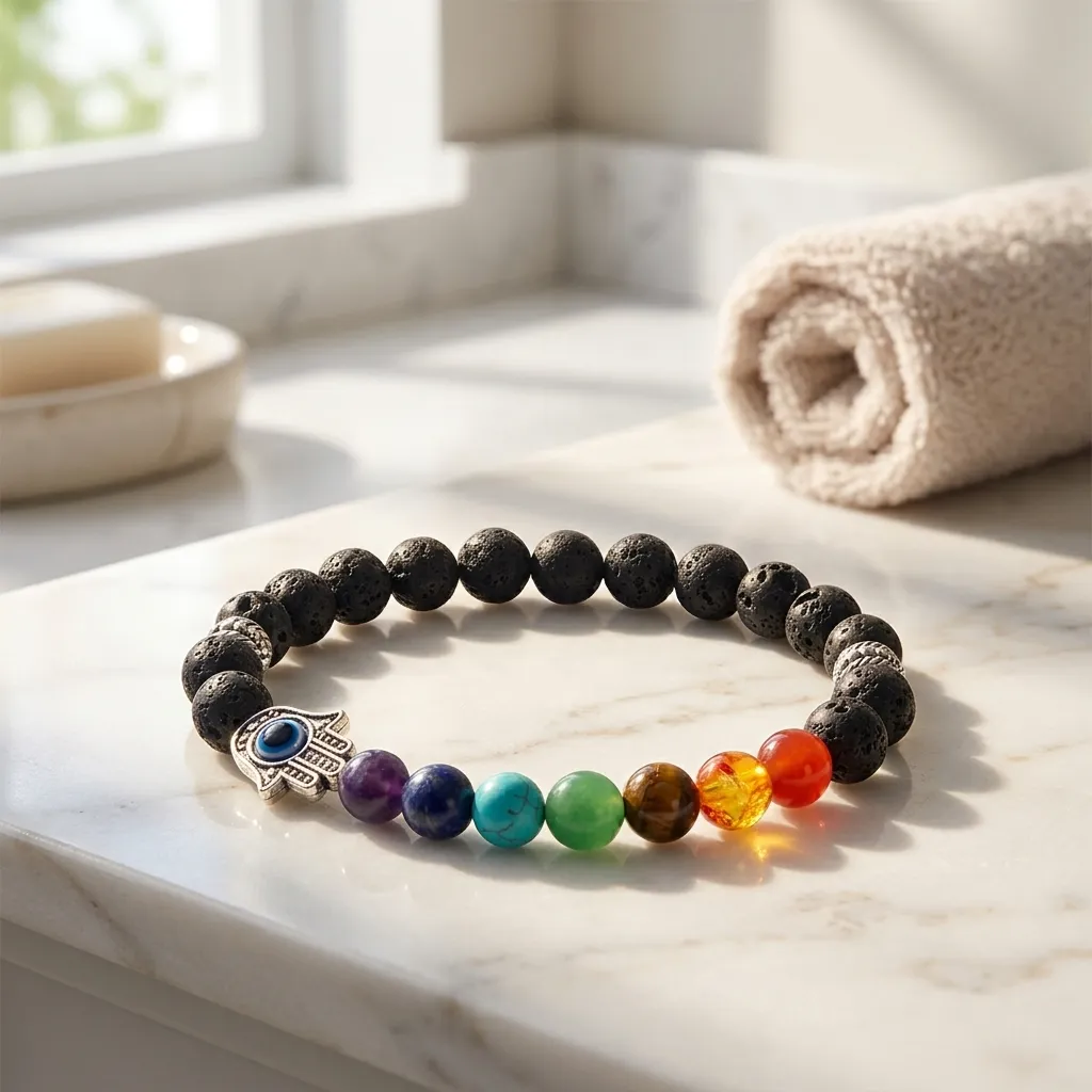 PROMO X12 - Pulsera Roca Volcánica Chakras