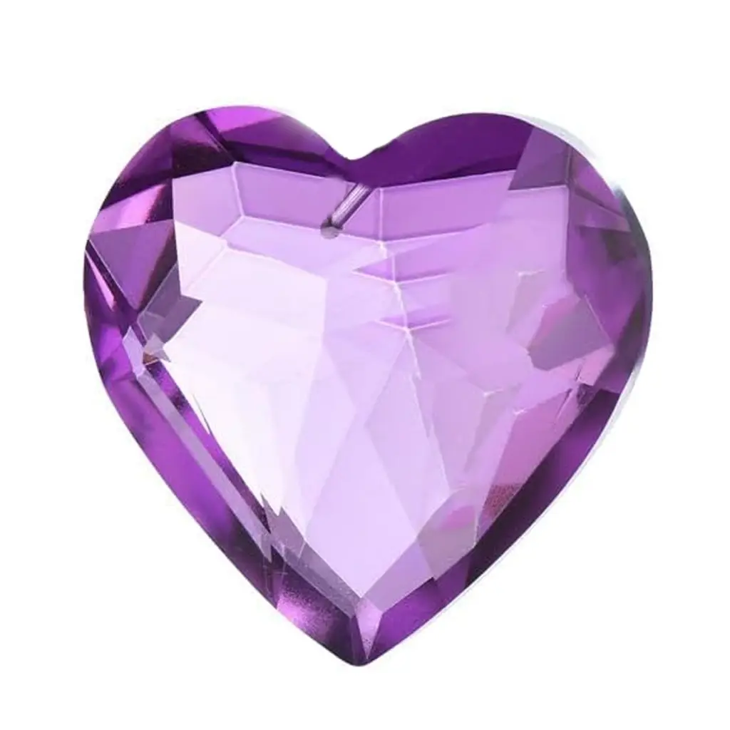 Atrapasol - Corazon de Vidrio Violeta Grande (4,5cm)