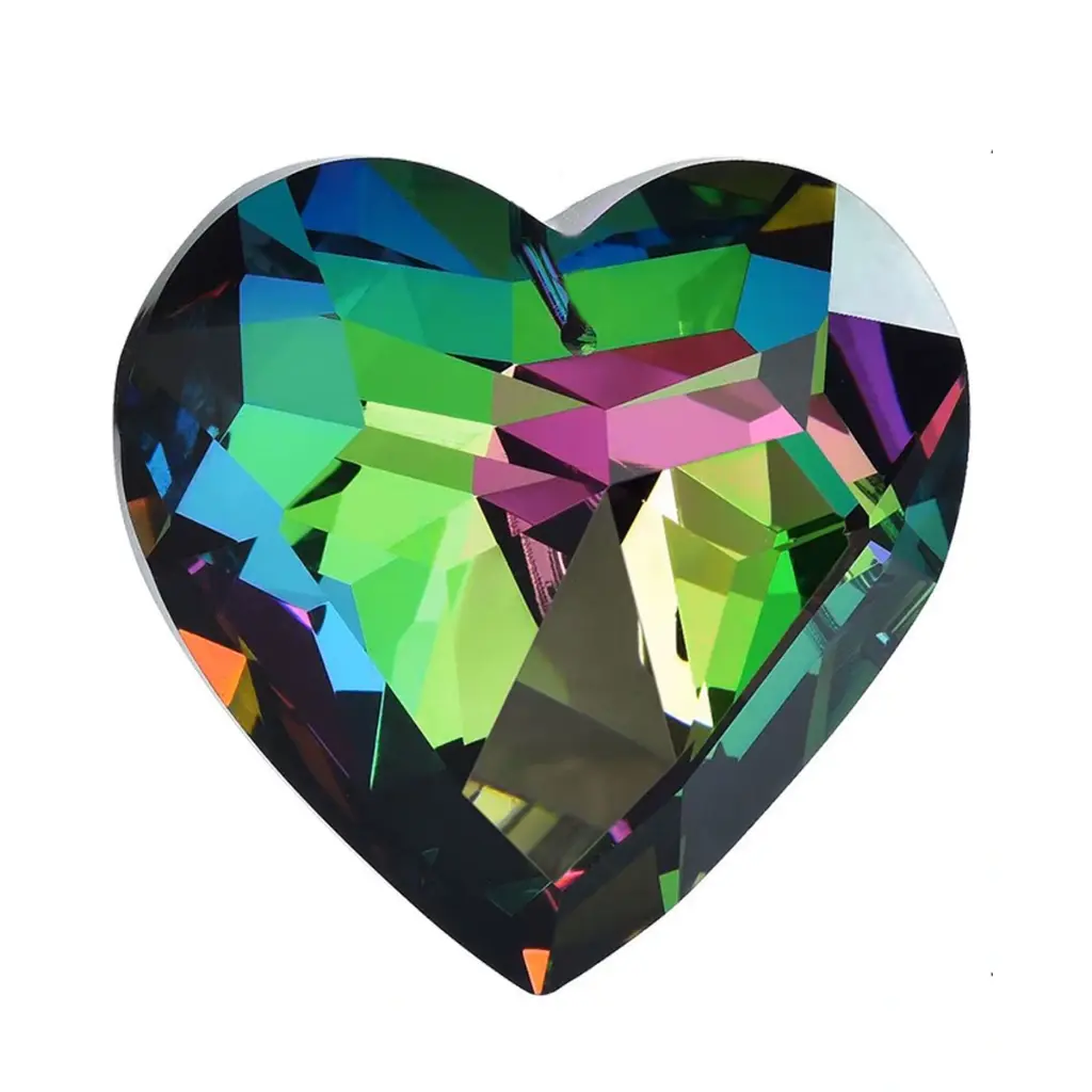 Atrapasol - Corazon de Vidrio Verde Grande (4,5cm)