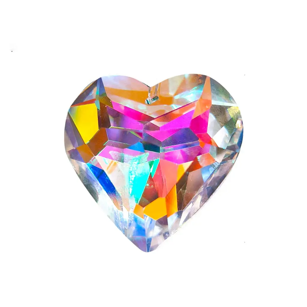 Atrapasol - Corazon de Vidrio Tornasolado mediano (3cm)