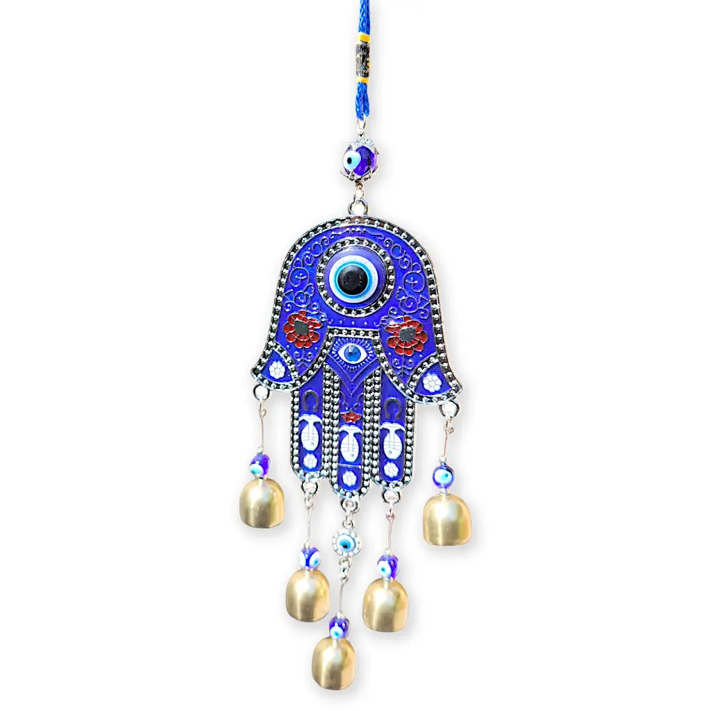 Colgante - Mano Fátima Grande con campanitas (33x9cm)