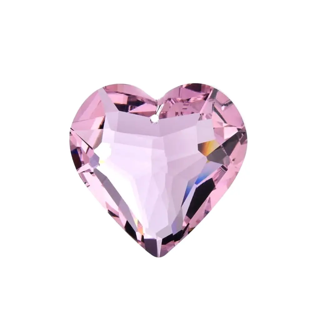 Atrapasol - Corazon de Vidrio Rosa Mediano (3cm)