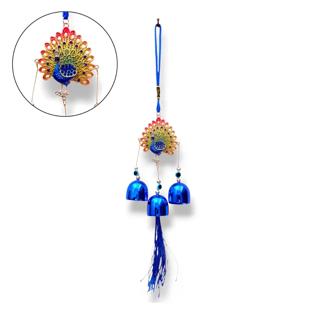 Colgante - Pavo Real con campanitas (29x8cm)