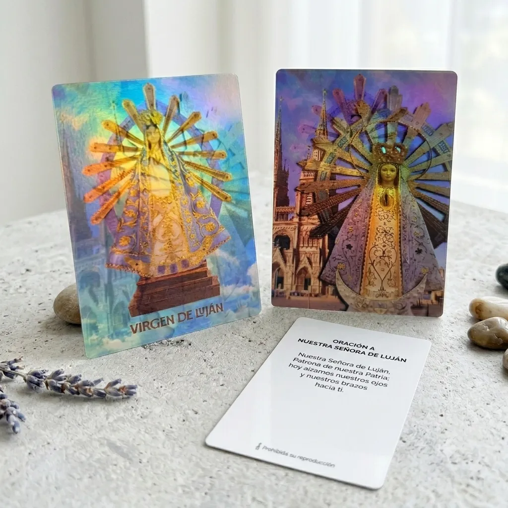Promo x10 - Estampita Holográfica - Virgen Luján (8cm)