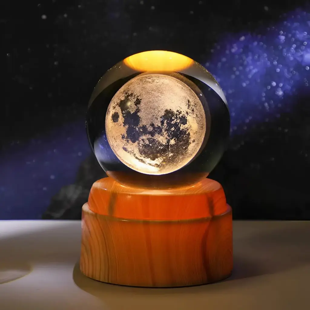 Lampara Esfera de Vidrio GIRATORIA - Luna Llena (6cm)