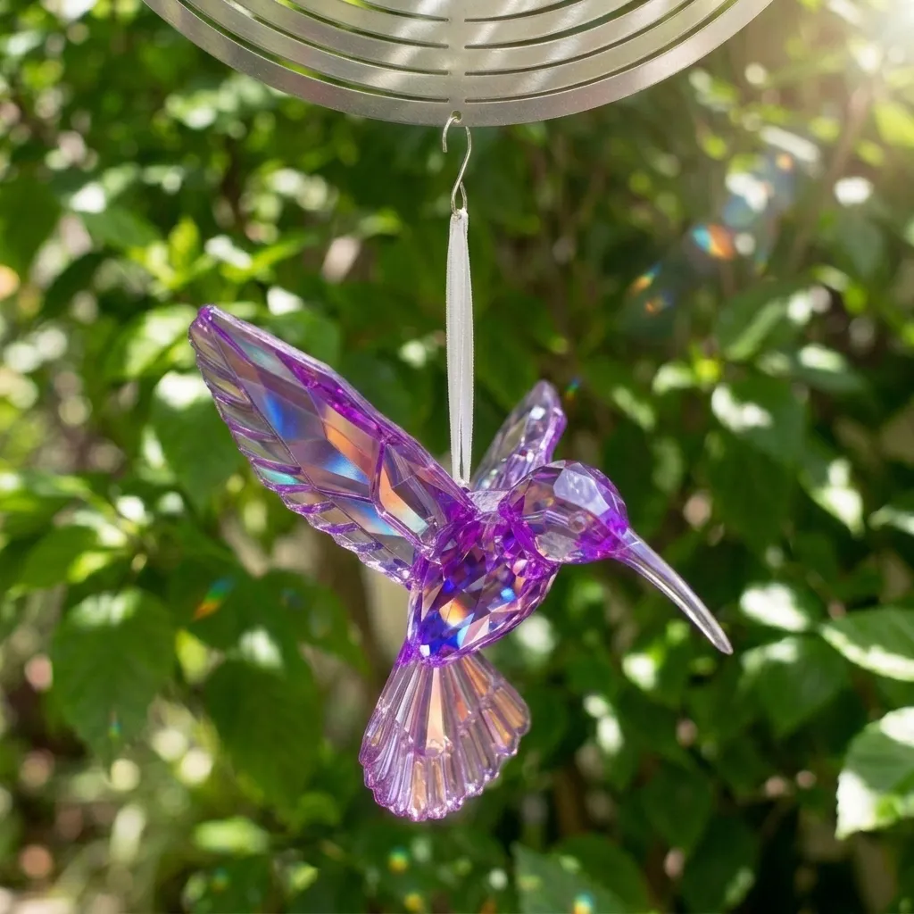 Colibrí de Acrilíco Tornasolado (10x10x7cm)